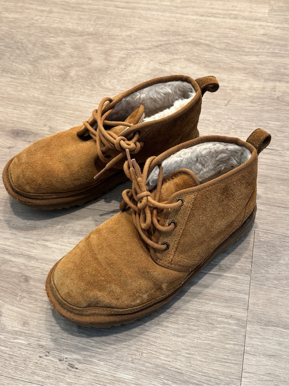 UGG Chestnut Suede Lace-Up Fleece-Lined Boots